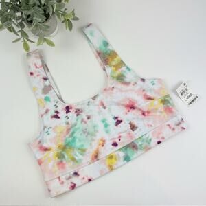 Jenni by Jennifer Moore Square Neck Colorful Sports Bra Size Large